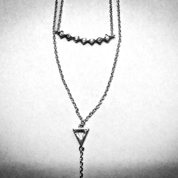 Gorjana Women's Double Strand Pendant Necklace Silver Tone Chain Lobster Closure - Picture 3 of 5